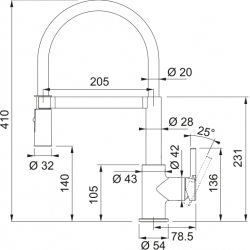 Franke Lina Semi Pro Matt Black Duşlamalı Spiralli Armatür