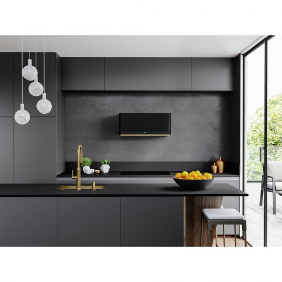 Franke Mythos Masterpiece FMY W BK M/GD 80 KL Matt Black + Gold Davlumbaz