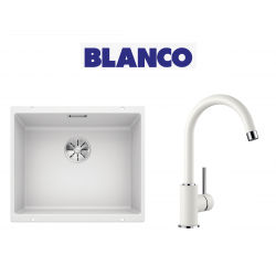 Blanco Subline 500 U Tezgah Altı Beyaz  Evye + Blanco Mida Spiralsiz Beyaz Armatur Blanco Subline 500 U Tezgah Altı Beyaz  Evye + Blanco Mida Spiralsiz Beyaz Armatur