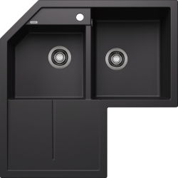 Blanco Metra 9 E Tezgah Üstü Köşe Sol Damlalıklı 2 Gözlü Granit Siyah Evye - 525938
