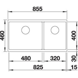 Blanco Subline 480 / 320 U Tezgah Altı 1,5 Gözlü Damlalıksız Soft Beyaz Granit Evye - 527168