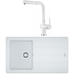 Franke Basis BFG 611-86 Granit Bianco/Beyaz + Active Plus Bianco/Beyaz  Armatur Kampanyası
