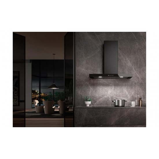 Faber T-DARK A90 NG Siyah Paslanmaz Çelik/Cam Davlumbaz