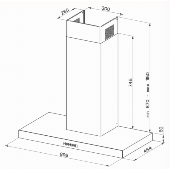 Faber T-DARK A90 NG Siyah Paslanmaz Çelik/Cam Davlumbaz