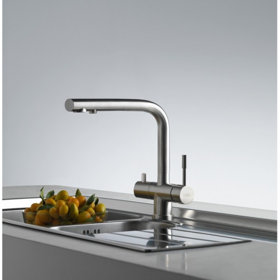 Franke Atlas Çift Elcikli Arıtma Takılabilen Spiralsiz Inox Armatür
