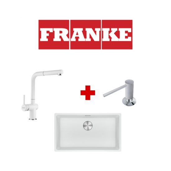 Franke Kampanya Maris MRG 110-72 Granit Bianco Evye ve Active Plus Spiralli Bianco Armatür ve Sıvı Sabunluk Kampanyası