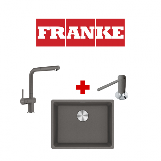 Franke Kampanya Maris MRG 110-52 Granit Stone Grey Evye ve Active Plus Spiralli Stone Grey Armatür ve Sıvı Sabunluk Kampanyası