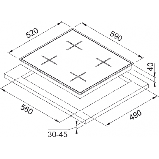 Franke Smart Linear Square FHNS 604 4G BK C Siyah Ankastre Ocak