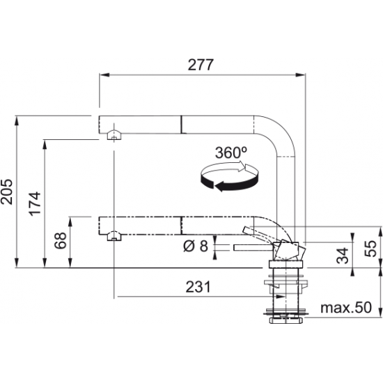 Franke Active Window Doccia Pencere Önü Asansörlü Spiralli Krom Armatür