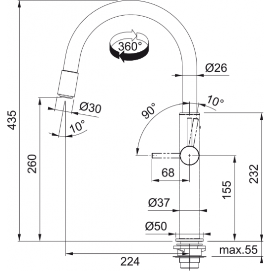 Franke Pescara Up&Down Spiralli Krom Armatür