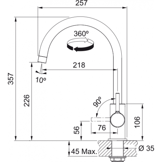 Franke Lina J Krom Spiralsiz Kuğu Armatür
