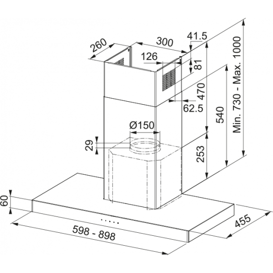 Franke Mythos FCR 925 TC BK/XS NG/900 Siyah + Inox Duvar Tipi Ankastre Davlumbaz
