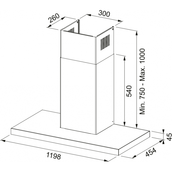 Franke Format Plus FTLN H45 X/BK A120 Siyah + Inox Duvar Tipi Ankastre Davlumbaz