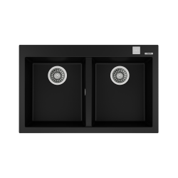 Teka FORSQUARE 790 TG Çift Hazneli Tezgahüstü/TezgahaSıfır Black / Siyah Granit Evye Teka FORSQUARE 790 TG Çift Hazneli Tezgahüstü/TezgahaSıfır Black / Siyah Granit Evye