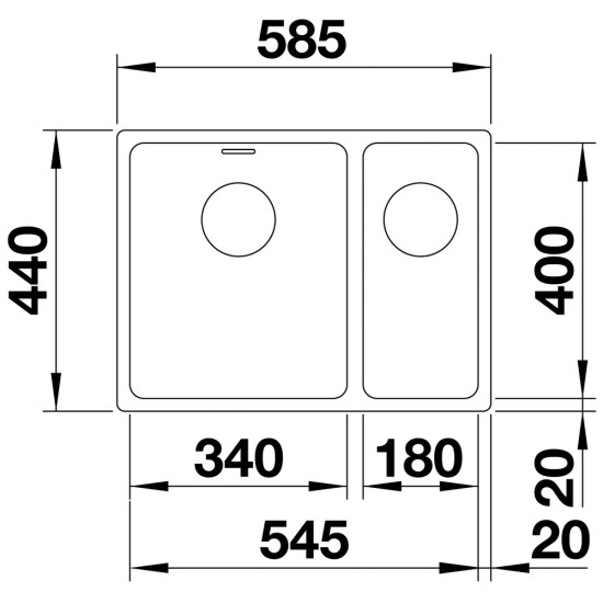 Blanco Andano 340 / 180 IF Küçük Hazne Solda  Tezgah Altı 1.5 Gözlü Çelik Evye - 522973