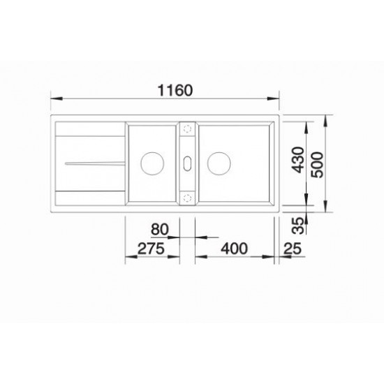 Blanco Metra 8 S  Tezgah Üstü 2 Gözlü Granit Beyaz Evye - 513064
