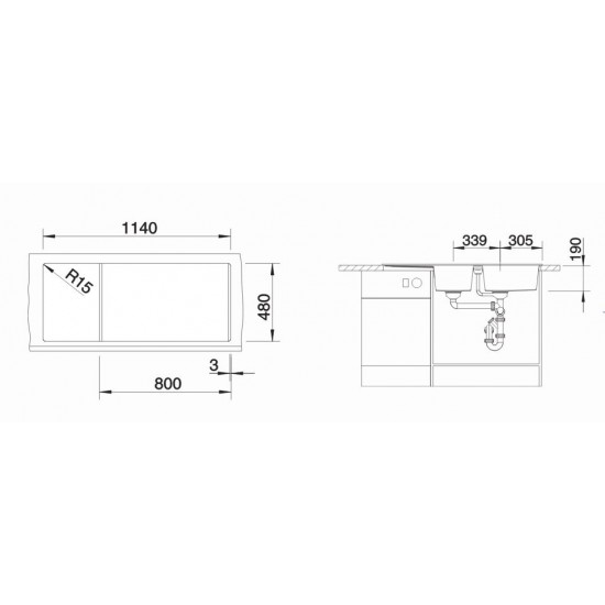 Blanco Metra 8 S  Tezgah Üstü 2 Gözlü Granit Beyaz Evye - 513064