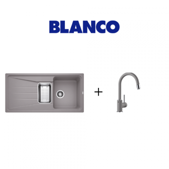 Blanco SONA 6S Tezgah Üstü Alu Metalic Granit Eviye ve Mida S Sprialli Alumetalic Armatür 