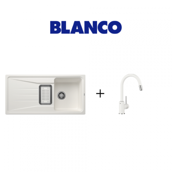 Blanco SONA 6S Tezgah Üstü Bianco Granit Eviye ve Mida S Sprialli Bianco Armatür 