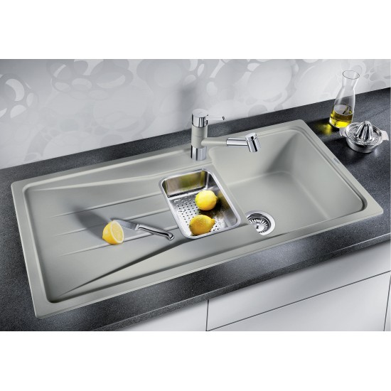 Blanco Sona 6 S Tezgah Üstü 1.5 Gözlü Her iki Yöne Kullanılabilir Granit Siyah Evye - 525974