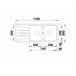 Blanco Sona  8 S Tezgah Üstü 2 Gözlü Her İki Yöne Kullanılabilir Granit Soft Beyaz Evye - 527156