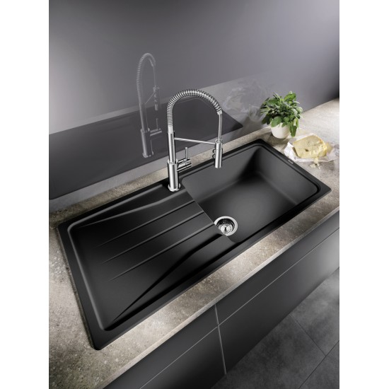 Blanco Sona XL 6 S Tezgah Üstü 1 Gözlü Heriki yöne kullanılabilir Siyah Granit Evye - 525977
