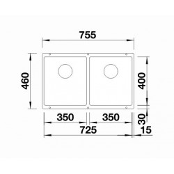 Blanco Subline 350 / 350 U Tezgah Altı 2 Gözlü Damlalıksız Soft Beyaz Granit Evye - 527164