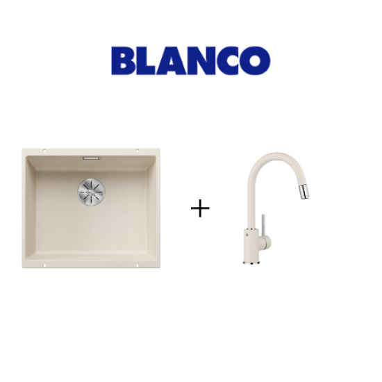 Blanco Subline 500-U Soft Beyaz Evye - Mida S Spiralli Soft Beyaz Armatür