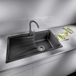 Blanco Sona 5 S Tezgah Üstü Her İki Yöne Kullanılabilir Siyah Granit Evye - 525972