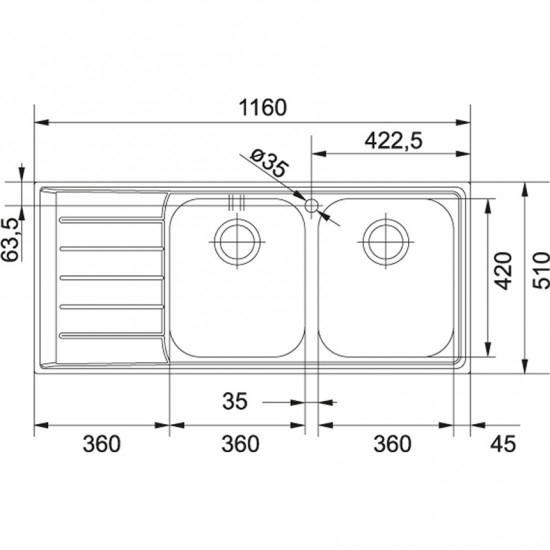 Franke Neptun NEX 621-116 İnox 2 Gözlü Sol Damlalıklı Çelik Evye