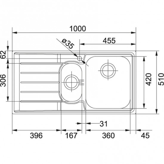 Franke Neptun Slimtop NEX 251-100 İnox Sağ Damlalıklı Çelik Evye 