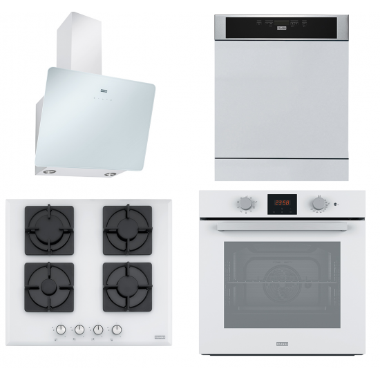 Franke Smart Linear 60 Cm Ankastre Beyaz Cam Set ve Yarı Ankastre Bulaşık Makinesi