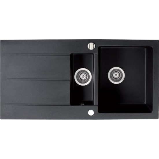 Marmorin Bario 1000 Granit Evye 1,5 Gözlü Damlalıklı Tezgah Üstü Siyah 