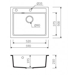Marmorin Bario 590 Granit Evye 1 Gözlü Damlalıksız Tezgah Üstü Siyah