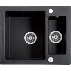 Marmorin Bario 600 Granit Evye 1,5 Gözlü Damlalıksız Tezgah Üstü Siyah