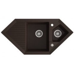 Marmorin Cire 1000 Granit Köşe Evye 1,5 Gözlü Damlalıklı Kahverengi