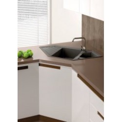 Marmorin Cire 1000 Granit Köşe Evye 1,5 Gözlü Damlalıklı Kahverengi