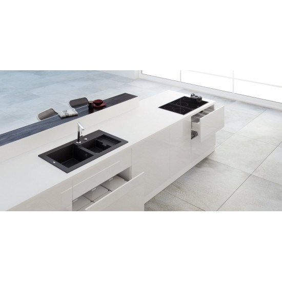 Marmorin Combo 850 Granit Evye 1,5 Gözlü Damlalıklı Tezgah Üstü Siyah