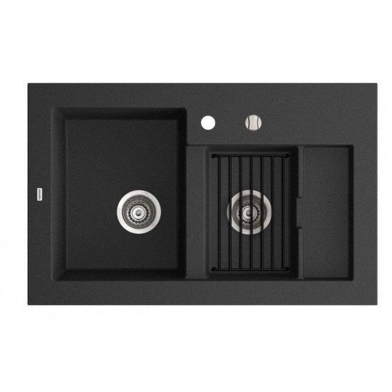 Marmorin Combo 850 Granit Evye 1,5 Gözlü Damlalıklı Tezgah Üstü Siyah