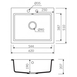 Marmorin Debra 620 Granit Evye 1 Gözlü Damlalıksız Tezgah Üstü Kahverengi