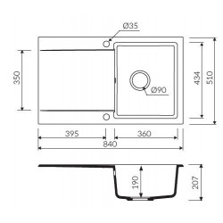 Marmorin Debra 840 Granit Evye 1 Gözlü Damlalıksız Tezgah Üstü Kahverengi
