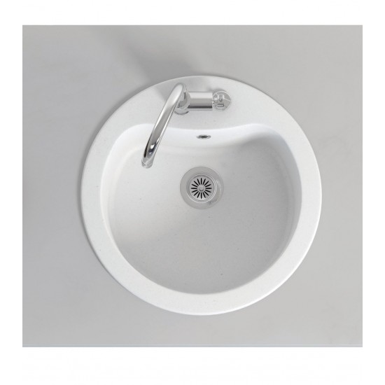 Marmorin Kova 500 Granit Evye 1 Gözlü Damlalıksız Tezgah Üstü Yuvarlak Evye Siyah