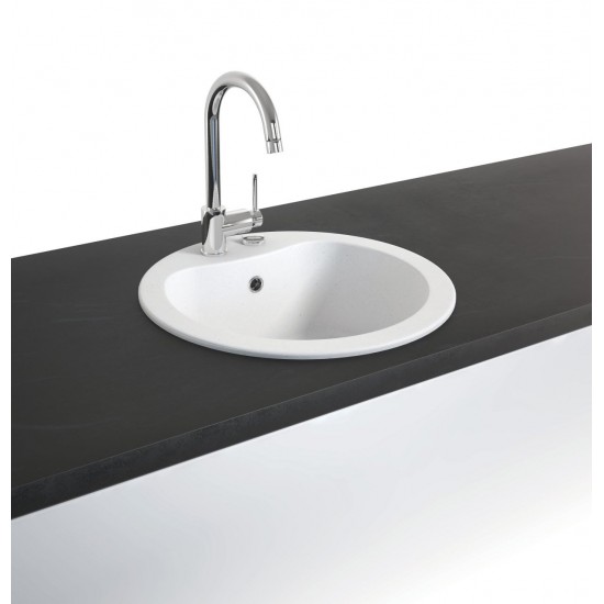 Marmorin Kova 500 Granit Evye 1 Gözlü Damlalıksız Tezgah Üstü Yuvarlak Evye Siyah