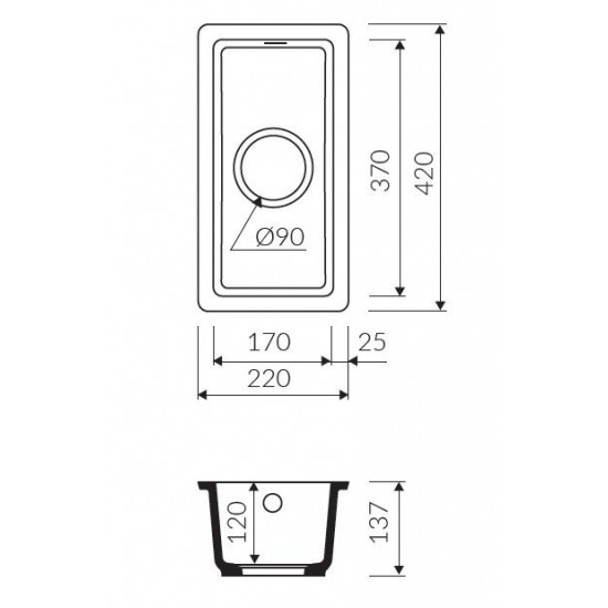 Marmorin Lando 220 Granit Evye 1 Gözlü Damlalıksız Tezgaha sıfır Grafite