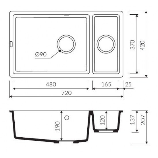 Marmorin Lando 720 Granit Evye 1,5 Gözlü Damlalıksız Tezgaha sıfır  