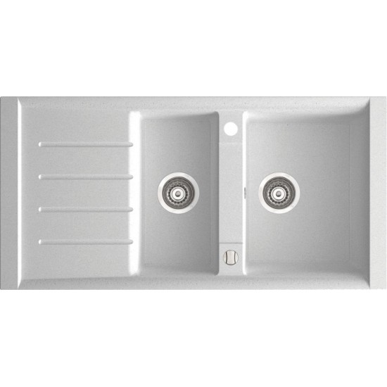 Marmorin Profir 1000 Granit Evye 1,5 Gözlü Damlalıklı Tezgah Üstü Beyaz