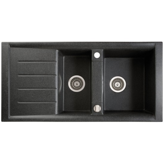 Marmorin Profir 1000 Granit Evye 1,5 Gözlü Damlalıklı Tezgah Üstü Siyah