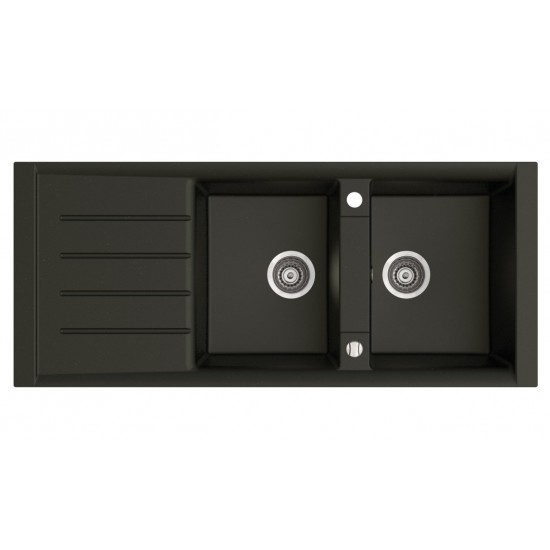 Marmorin Profir 1160 Granit Evye 2 Gözlü Damlalıklı Tezgah Üstü Siyah