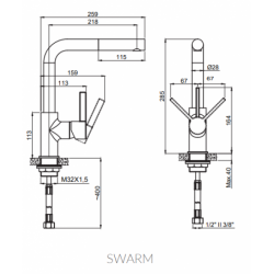 Marmorin Swarm M3003 Spiralli Titanium Stell Metalic / Gri Armatür - M3003