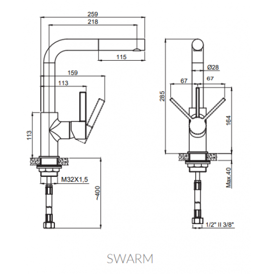 Marmorin Swarm M3003 Spiralli Titanium Stell Metalic / Gri Armatür - M3003